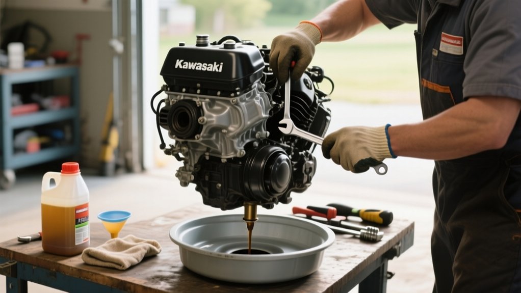 changing kawasaki mower oil