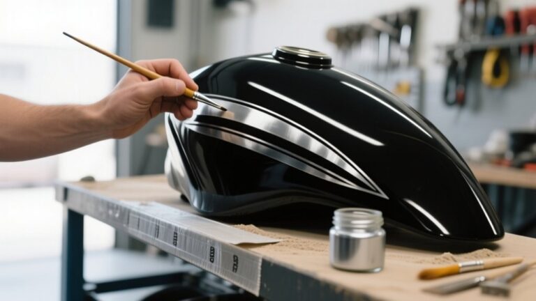 applying silver striping motorcycle