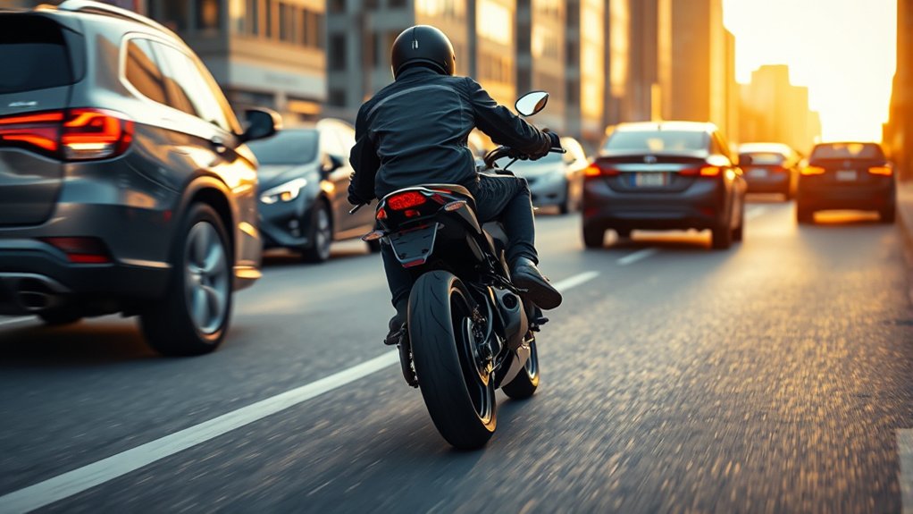 lane splitting between lanes safely