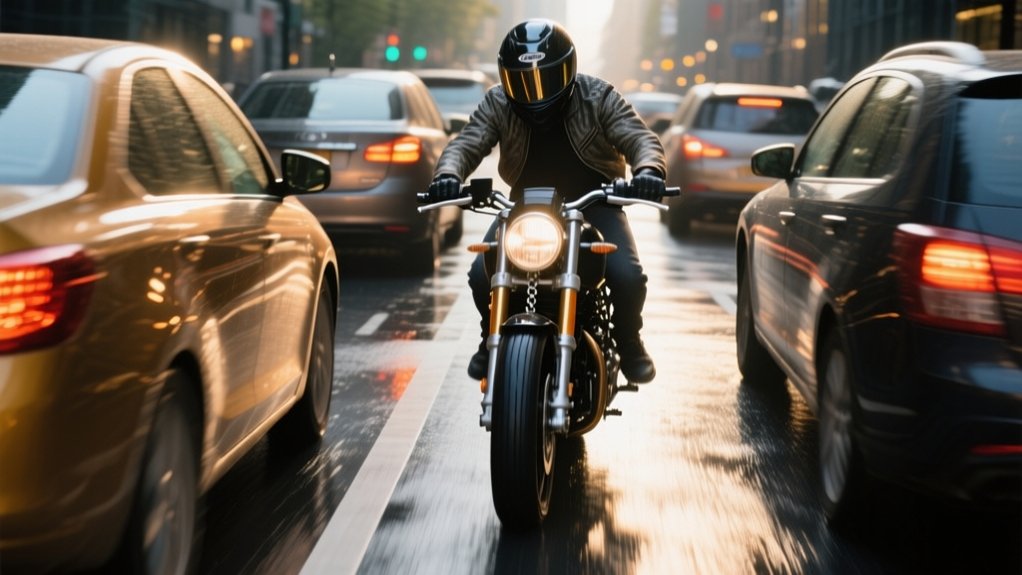riding between slow lanes