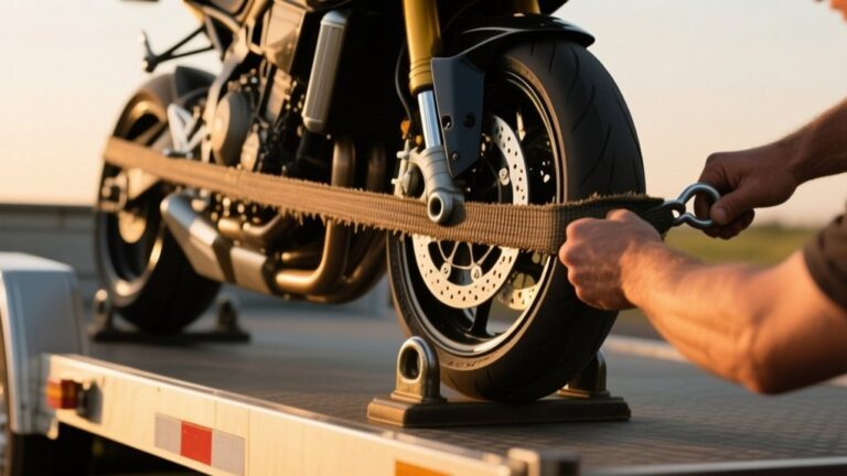 secure motorcycle to trailer