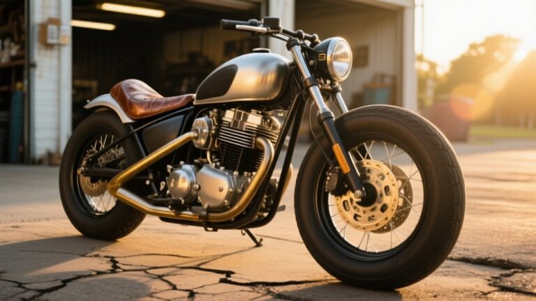 stripped down custom bobber motorcycle